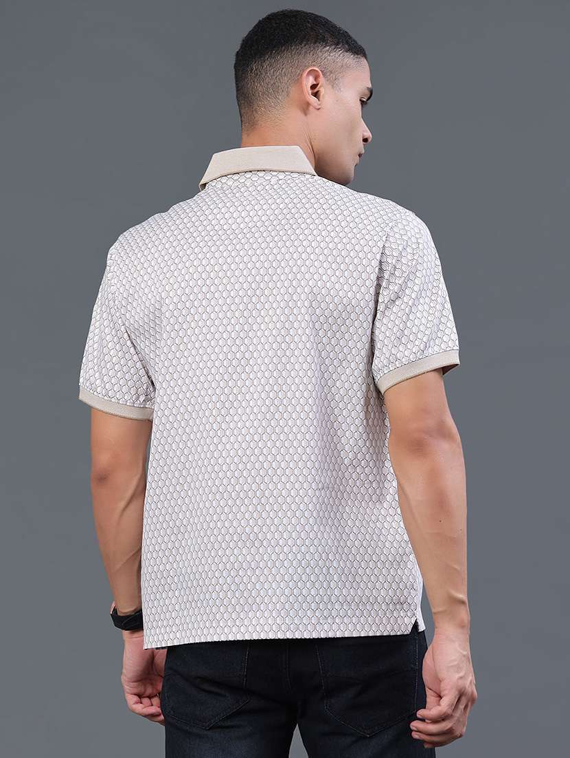 men printed short sleeve slim fit polo t-shirt - 22293636 -  Standard Image - 4