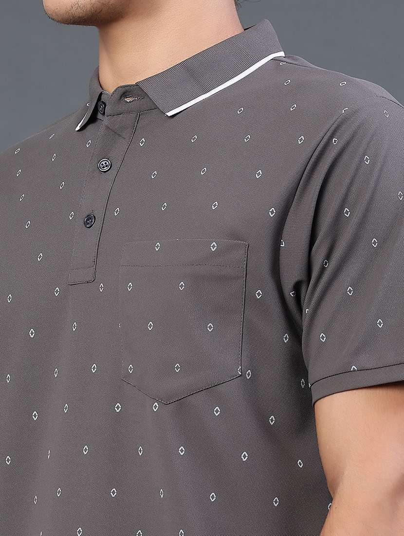 Men Printed Short Sleeve Slim Fit Polo T-shirt - 22293668 -  Standard Image - 1