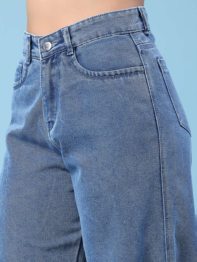 women solid high rise wide leg jeans - 22293686 -  Standard Image - 1
