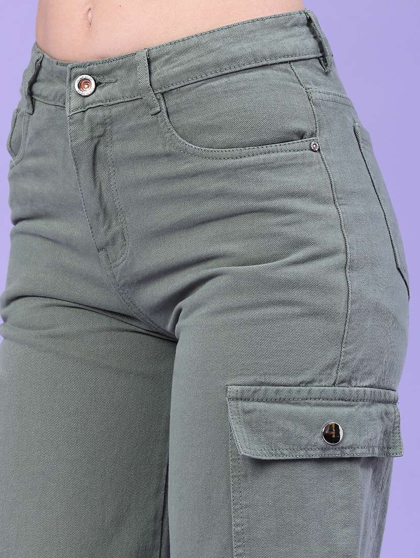 women solid mid rise regular fit cargo pant - 22293699 -  Standard Image - 1