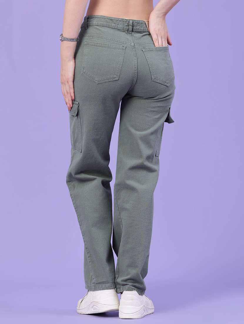 women solid mid rise regular fit cargo pant - 22293699 -  Standard Image - 4