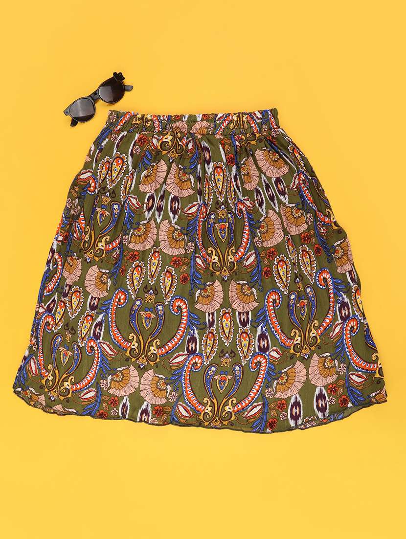 green satin flared skirt - 22293791 -  Standard Image - 1