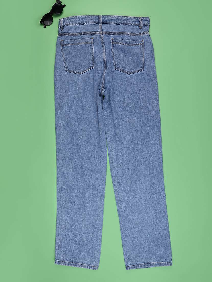 girls solid mid rise straight jeans - 22293809 -  Standard Image - 1