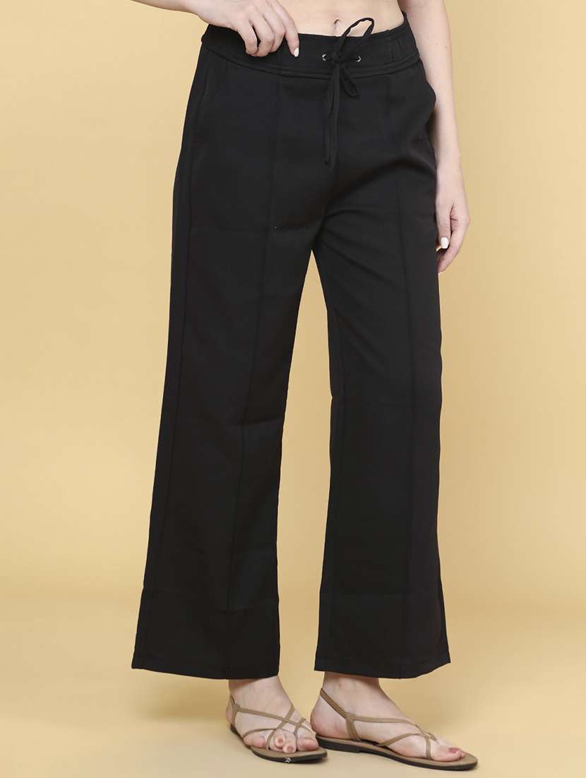 women solid mid-rise palazzo
