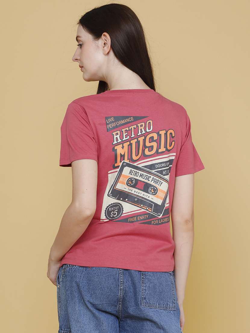 women printed short sleeves regular fit t-shirt
