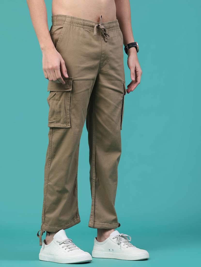 men solid mid rise regular fit cargo  - 22293916 -  Standard Image - 1