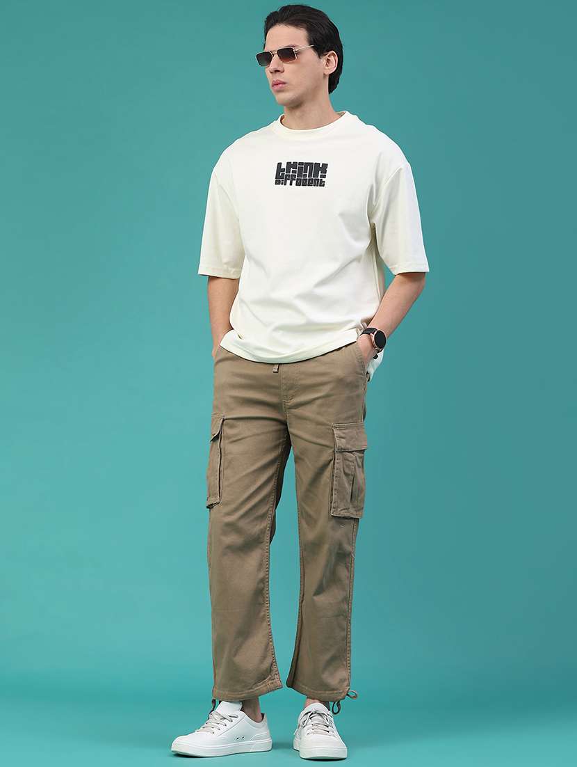 men solid mid rise regular fit cargo  - 22293916 -  Standard Image - 4