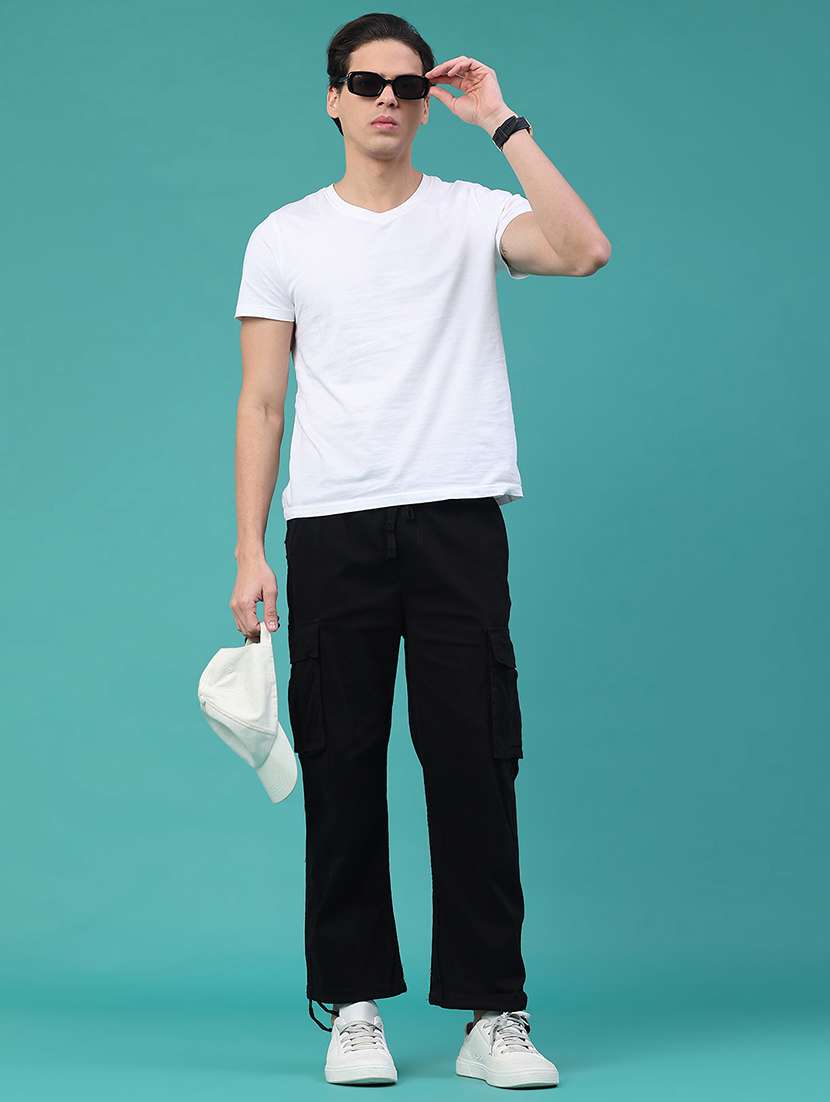 men solid mid rise regular fit cargo  - 22293917 -  Standard Image - 4