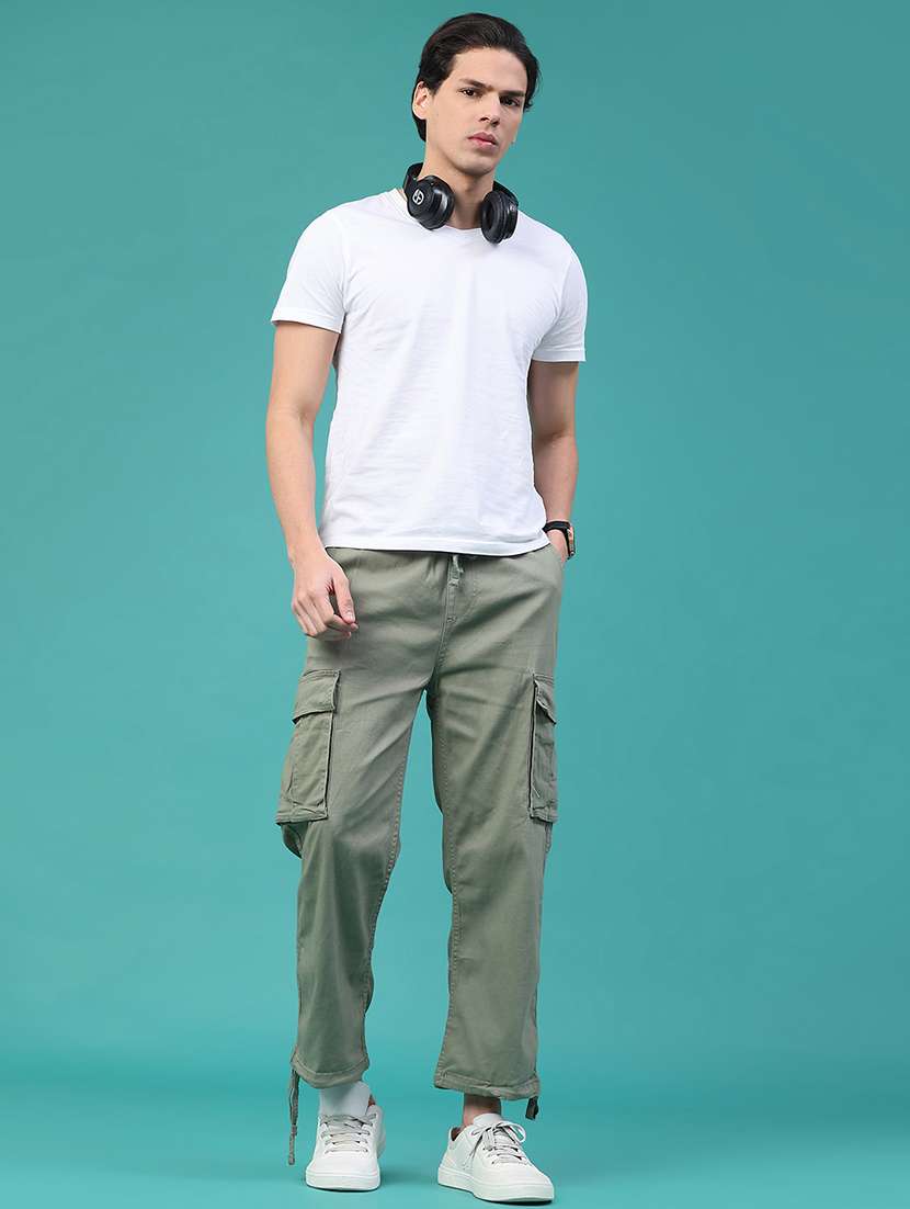 men solid mid rise regular fit cargo  - 22293919 -  Standard Image - 4