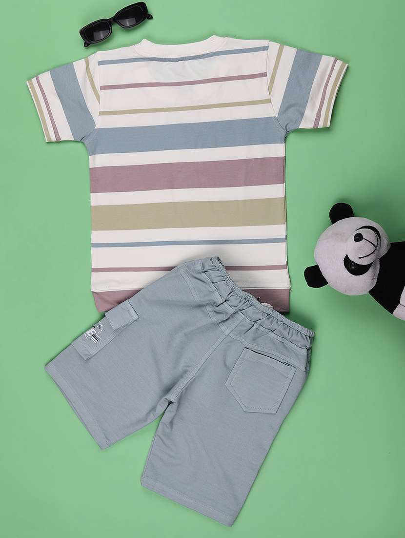 boys striped short sleeve t-shirt & shorts co-ords set - 22293929 -  Standard Image - 1