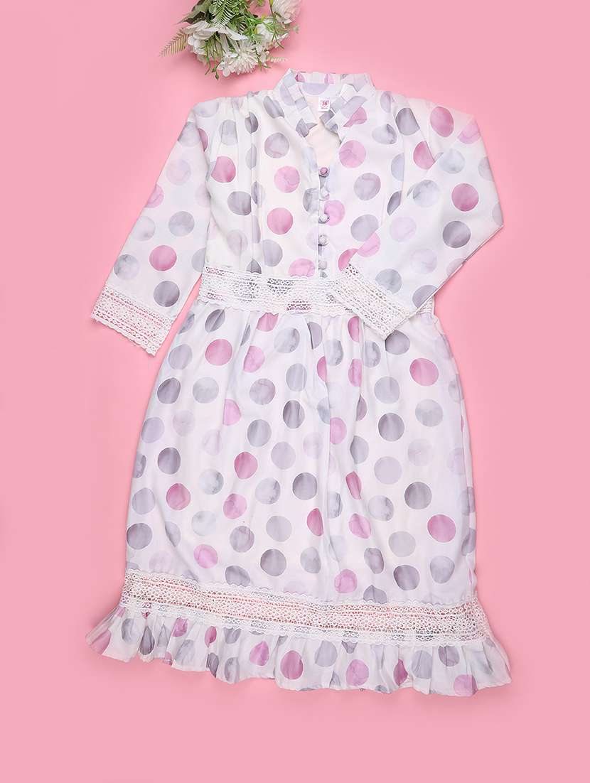 girls printed three quater sleeve tiered dress - 22294049 -  Standard Image - 1