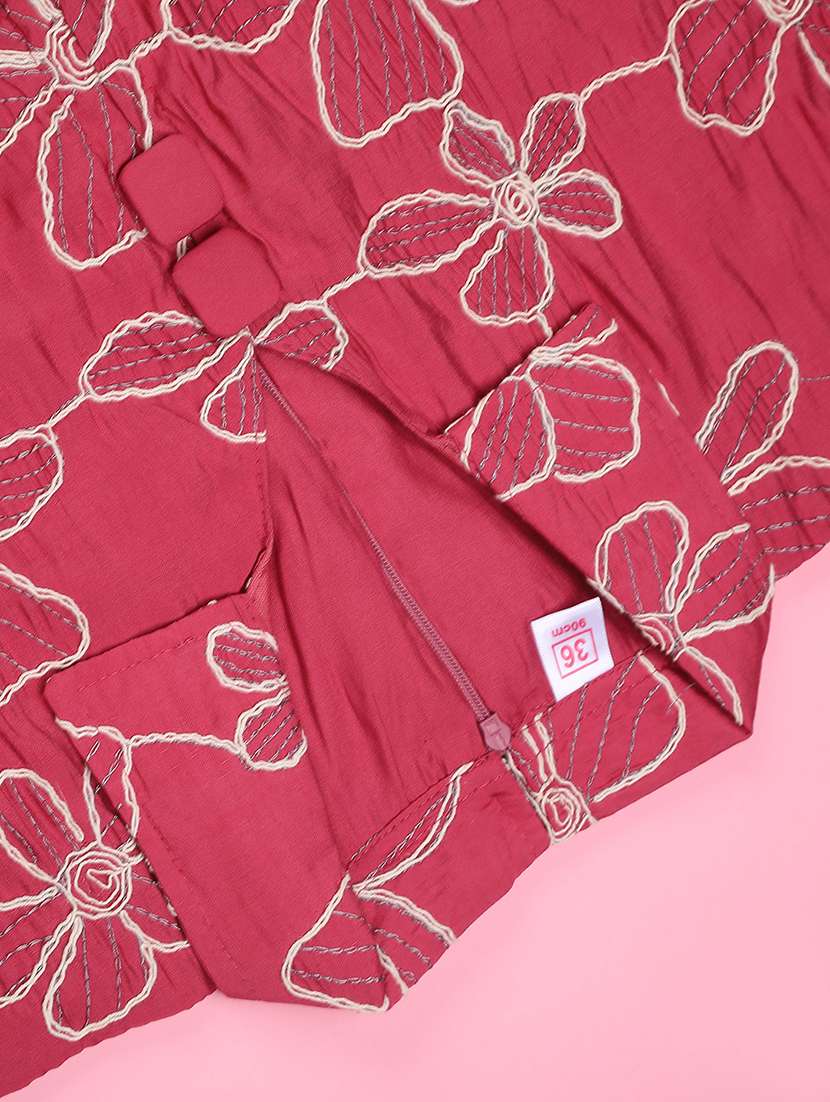 girls embroiderd short sleeve fit & flare dress - 22294053 -  Standard Image - 4