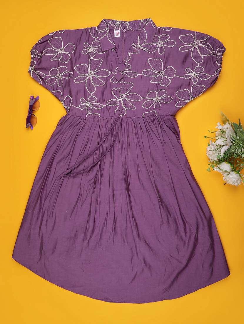 girls embroidered short sleeve fit & flare dress - 22294055 -  Standard Image - 1