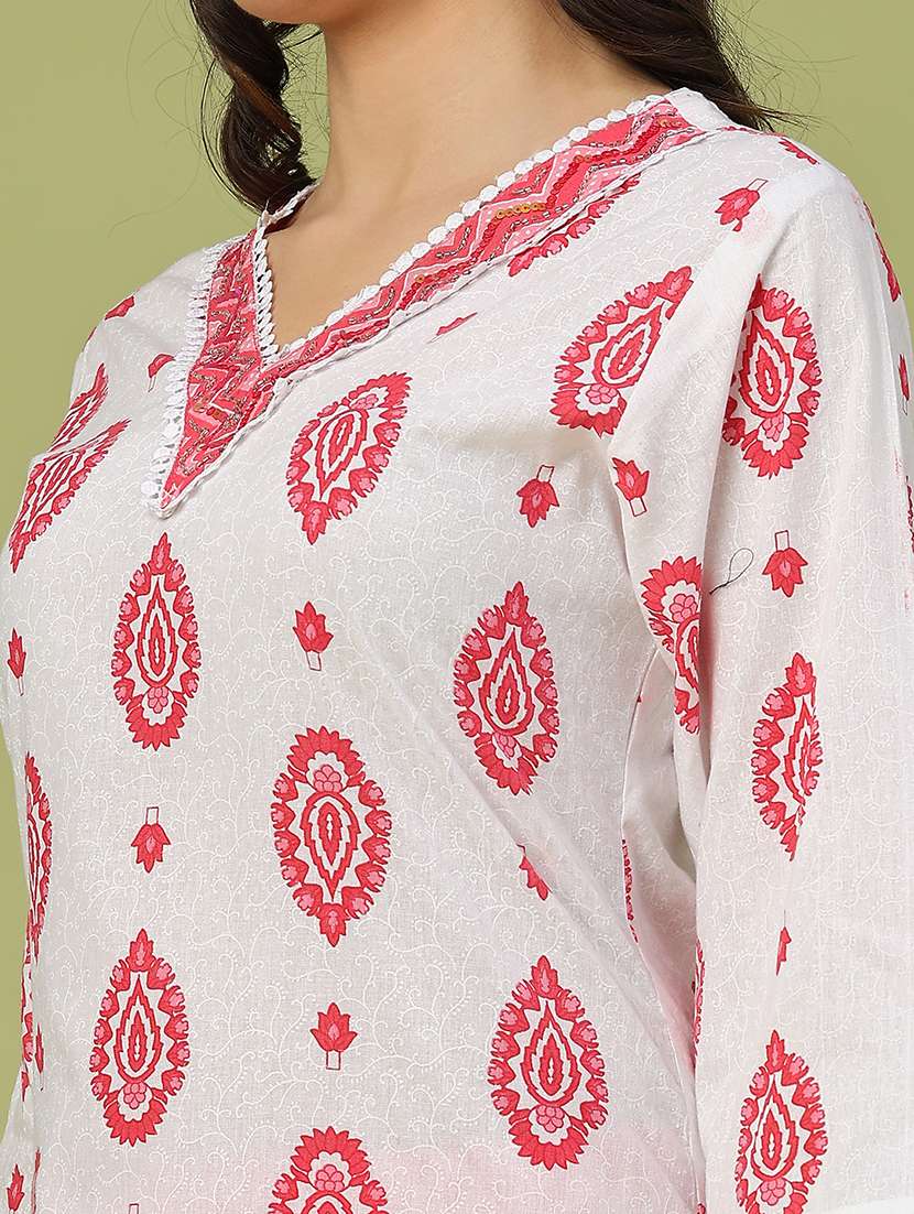 women printed three quarter sleeve kurta pant with dupatta set - 22294164 -  Standard Image - 4
