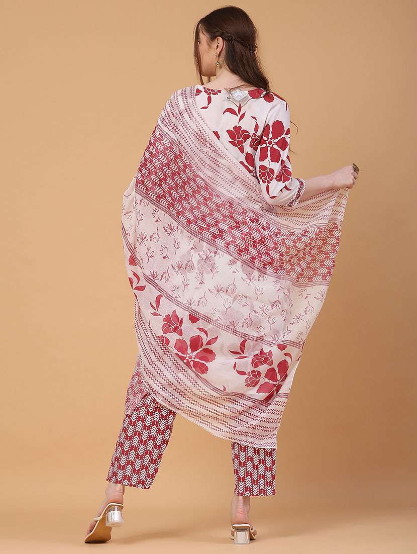 women printed three quarter sleeve kurta pant with dupatta set - 22294192 -  Standard Image - 4