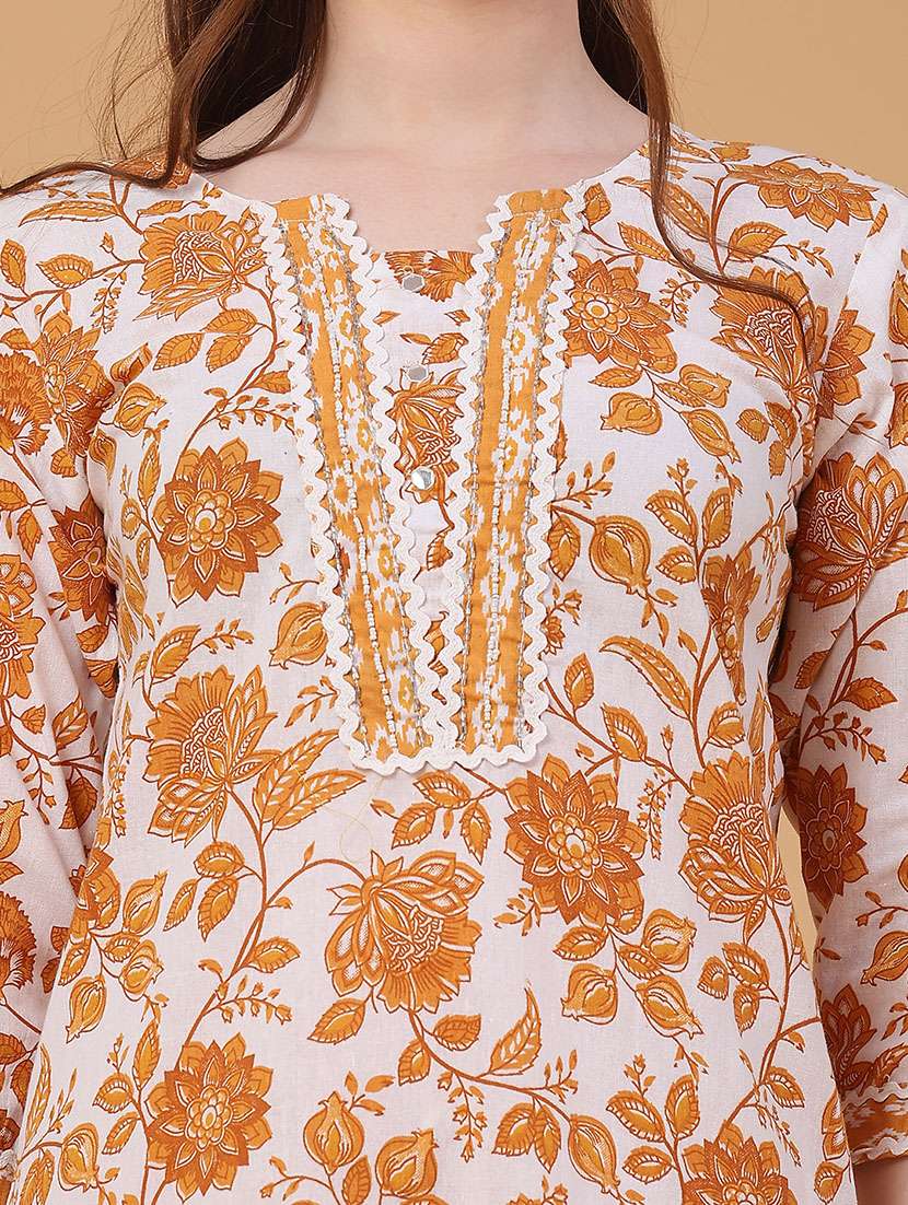 women printed three quarter sleeve kurta pant with dupatta set - 22294195 -  Standard Image - 4