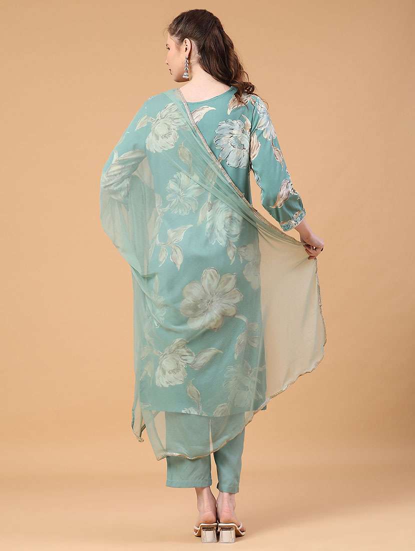 women printed three quarter sleeve kurta pant with dupatta set - 22294199 -  Standard Image - 4
