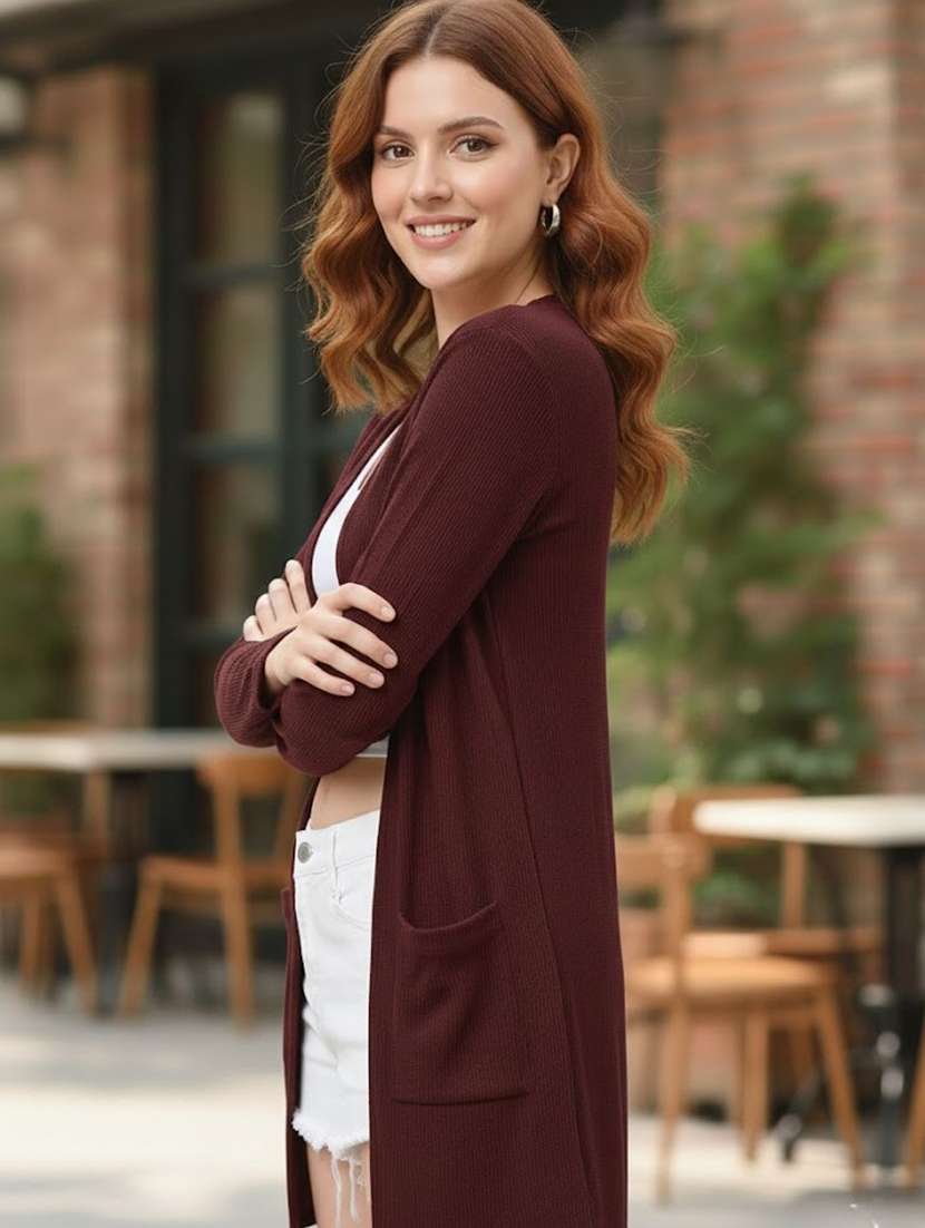 women solid full sleeve long shrug - 22294269 -  Standard Image - 1