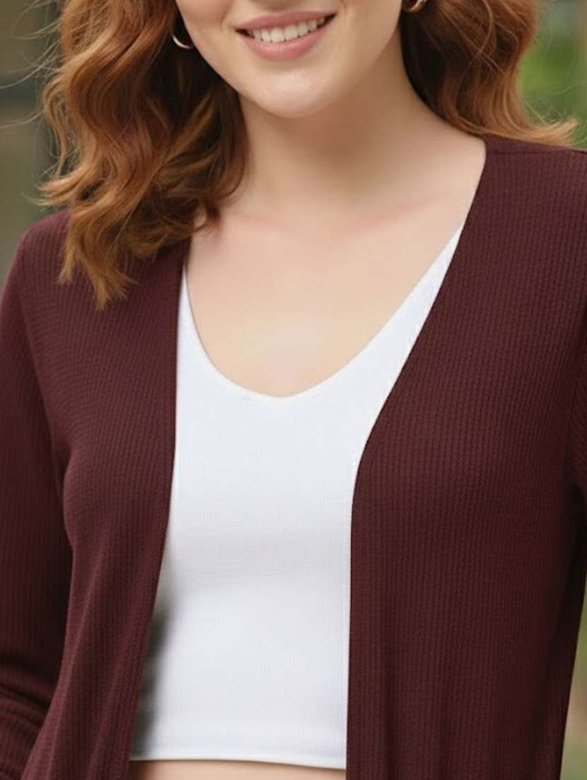 women solid full sleeve long shrug - 22294269 -  Standard Image - 4