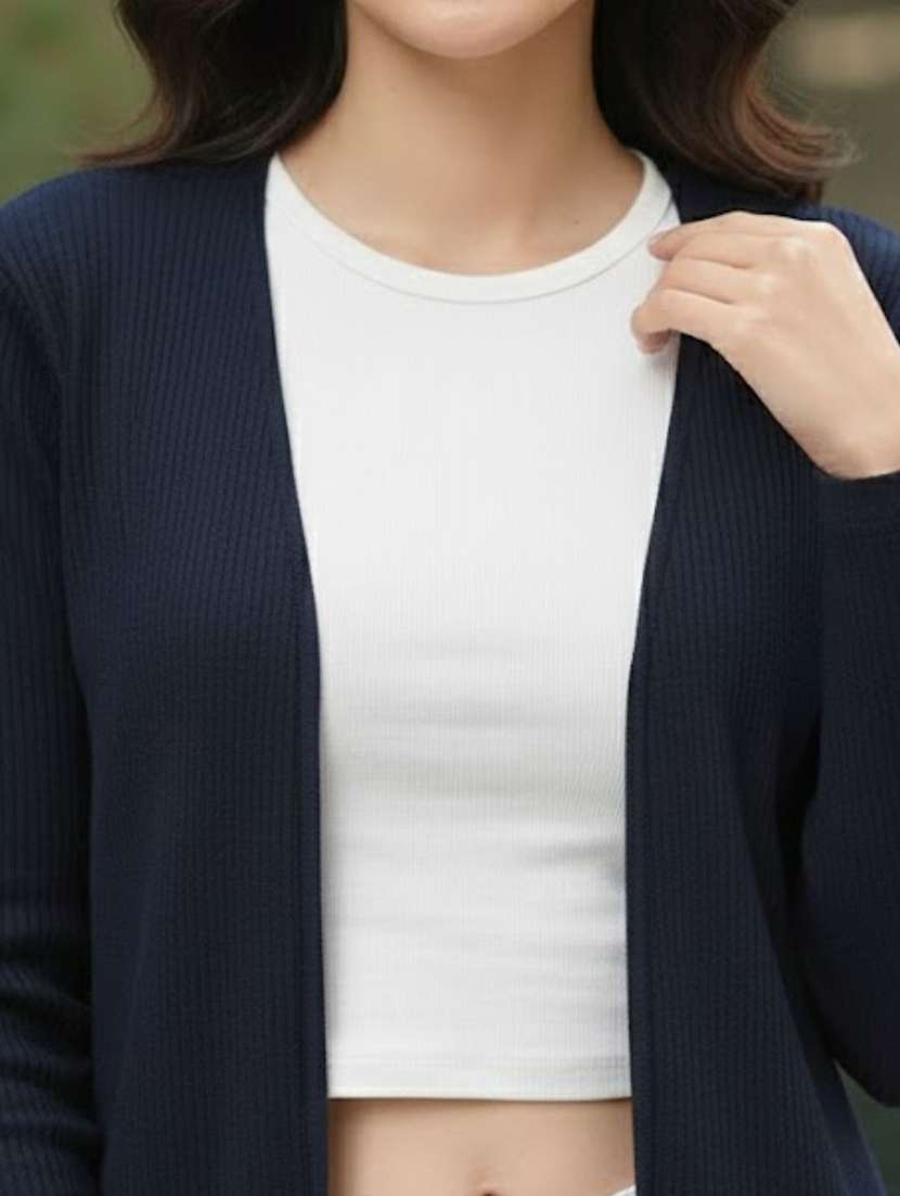 women solid full sleeve long shrug - 22294270 -  Standard Image - 4