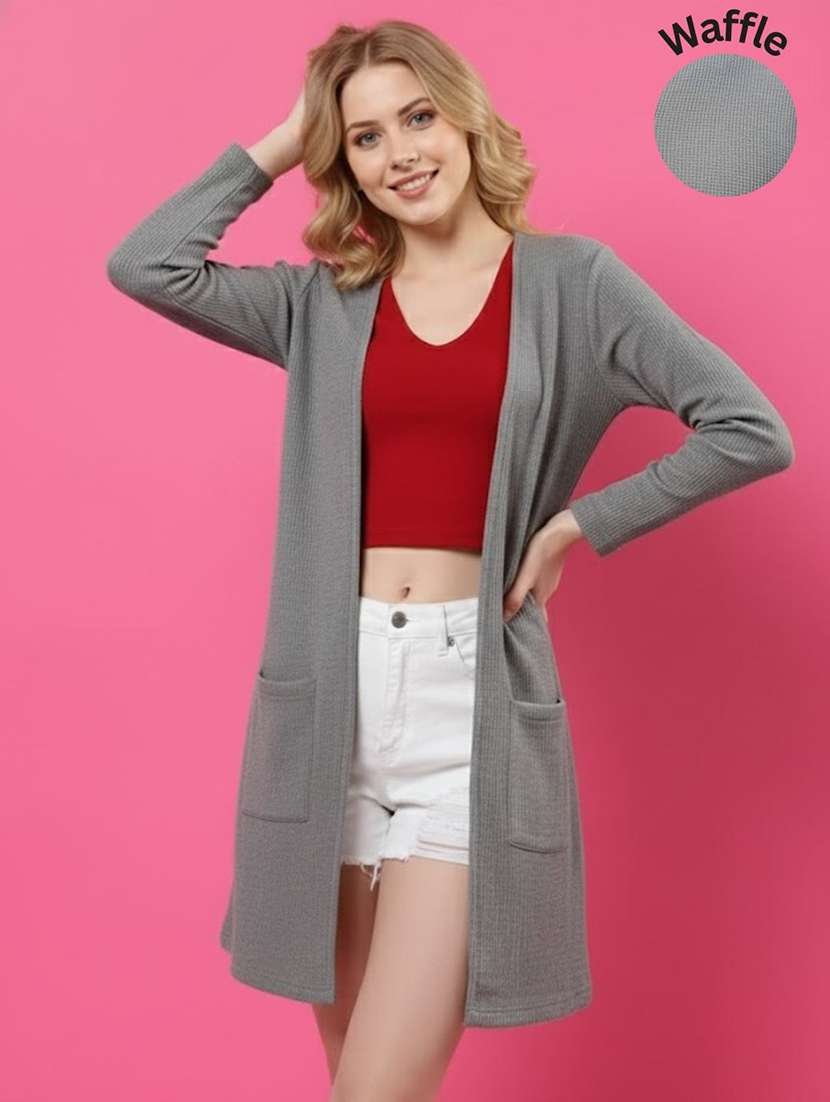 women solid full sleeve long shrug - 22294271 -  Standard Image - 1