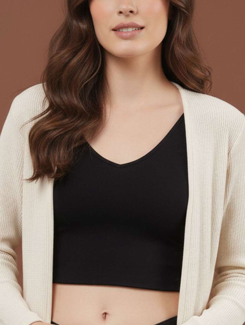 women solid full sleeve long shrug - 22294272 -  Standard Image - 4