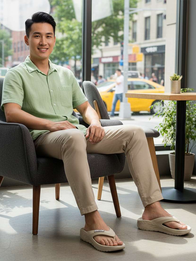 men solid toe seperator slipper - 22294294 -  Standard Image - 1