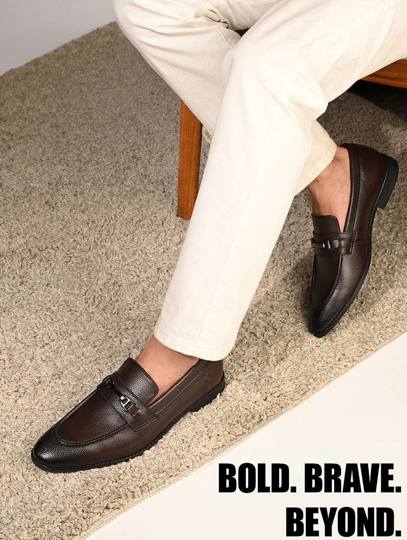 men textured slip on formal shoes - 22294677 -  Standard Image - 1