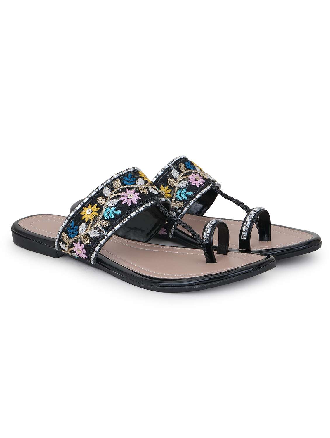 women embroidered slip on flat sandal - 22294729 -  Standard Image - 1