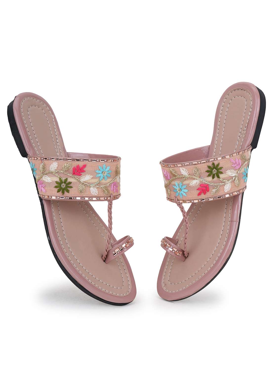 women embroidered slip on flat sandal - 22294730 -  Standard Image - 1