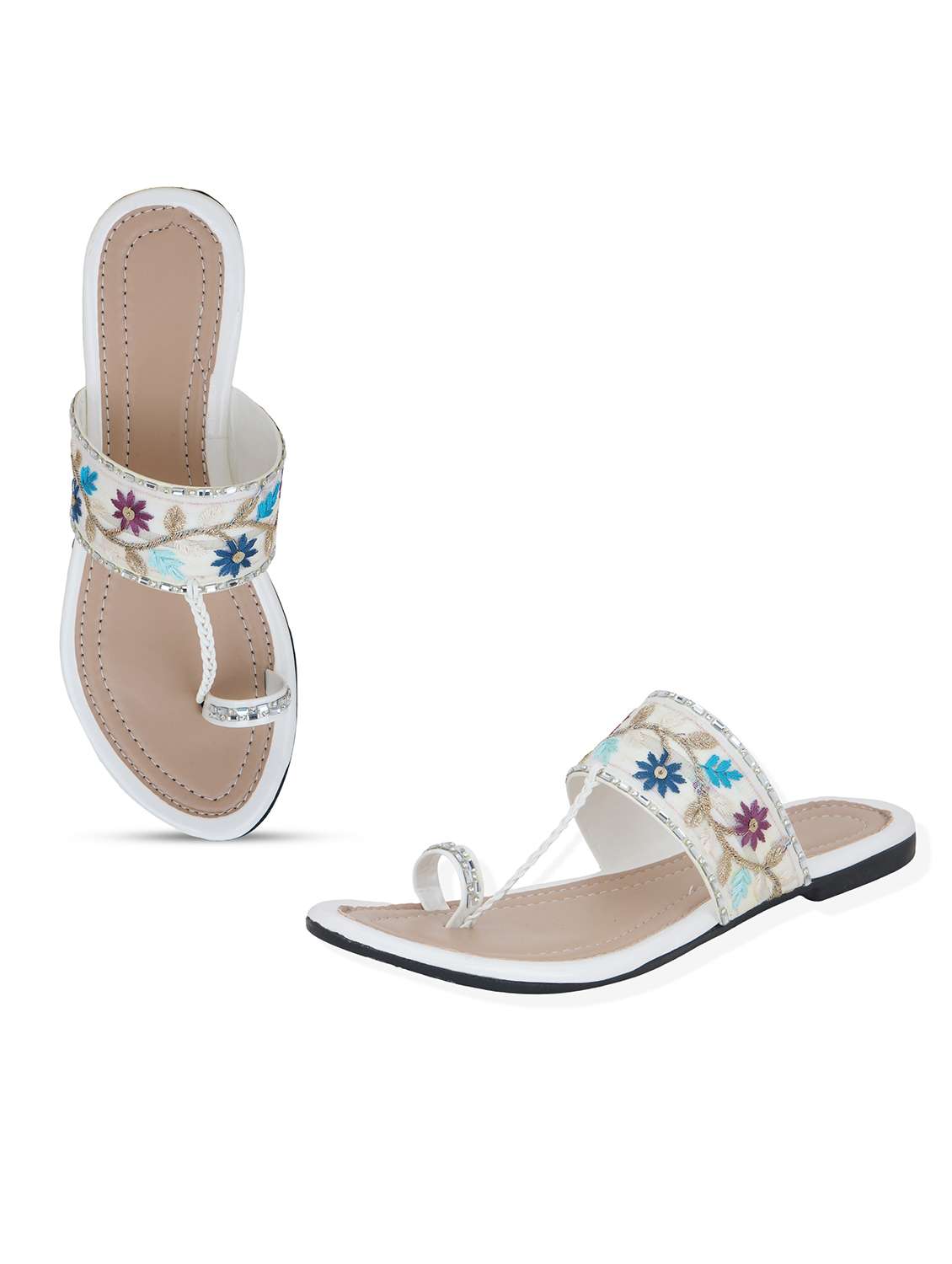 women embroidered one toe flat sandal - 22294731 -  Standard Image - 1
