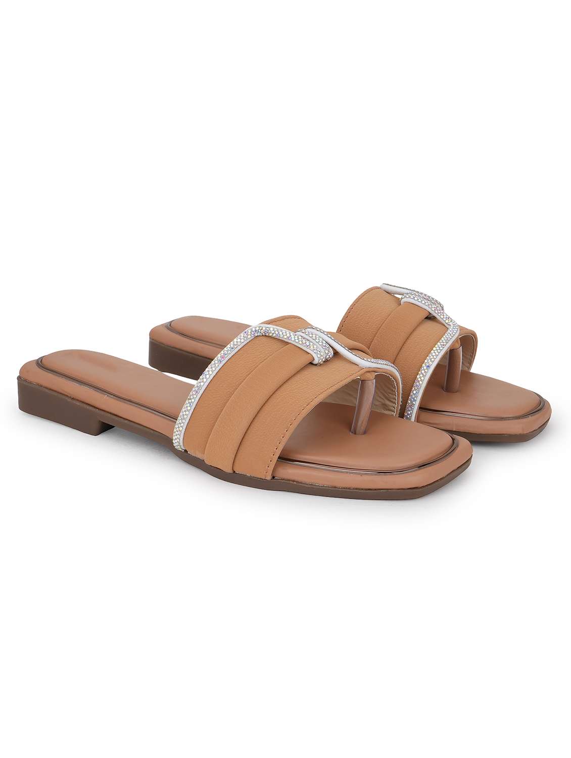 women slip on flat sandal