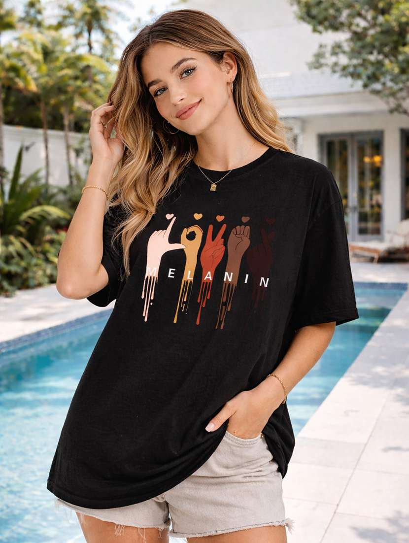 women pack of 2 printed oversized t-shirt - 22294847 -  Standard Image - 1