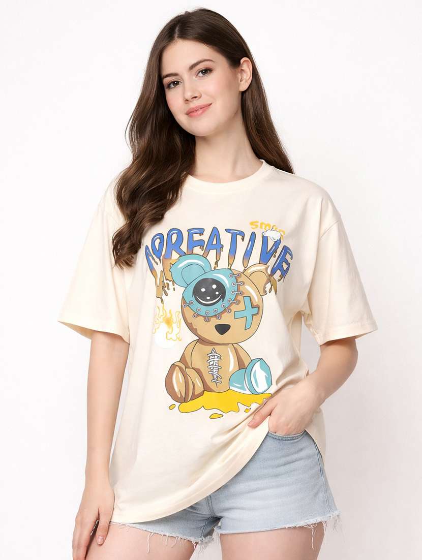 women pack of 2 printed oversized t-shirt - 22294854 -  Standard Image - 1