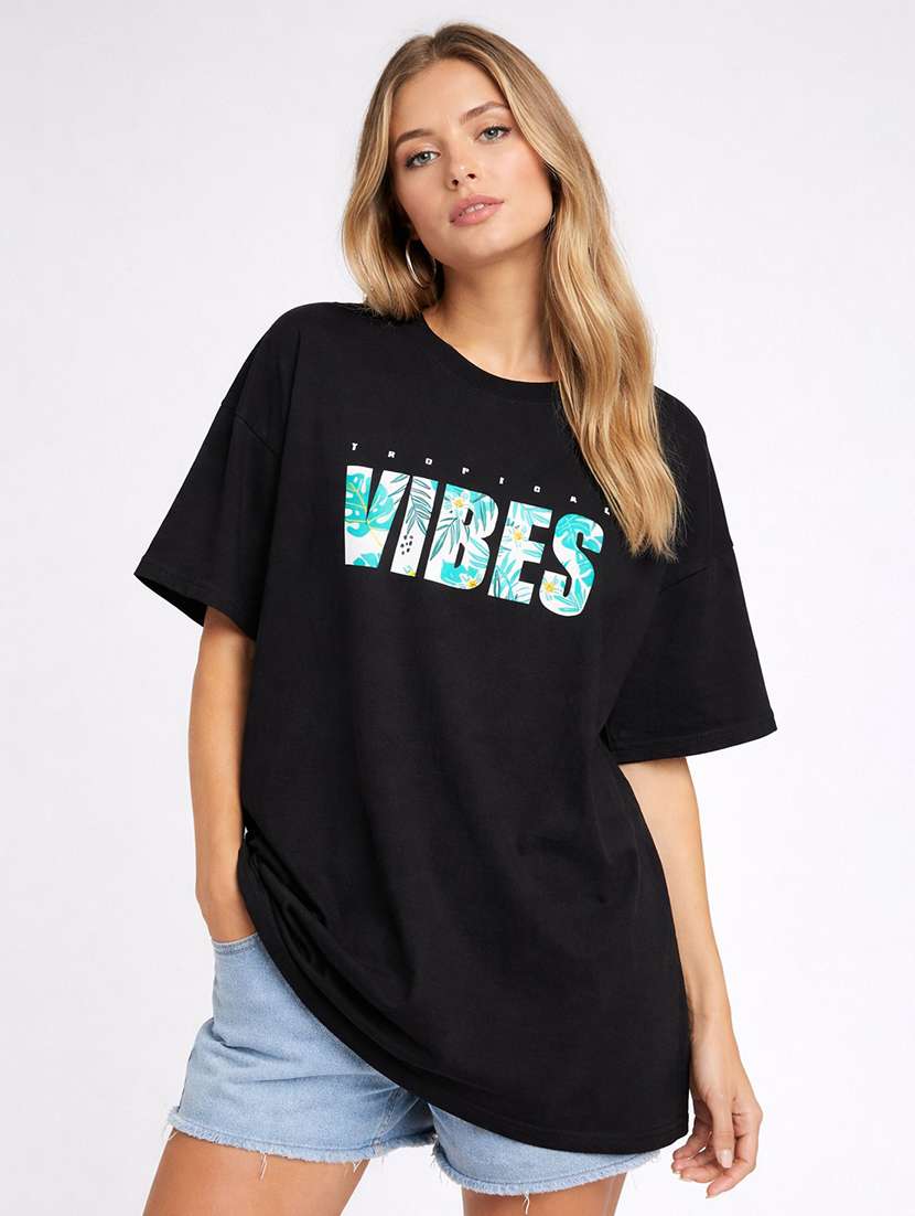 women pack of 2 printed oversized t-shirt - 22294865 -  Standard Image - 1