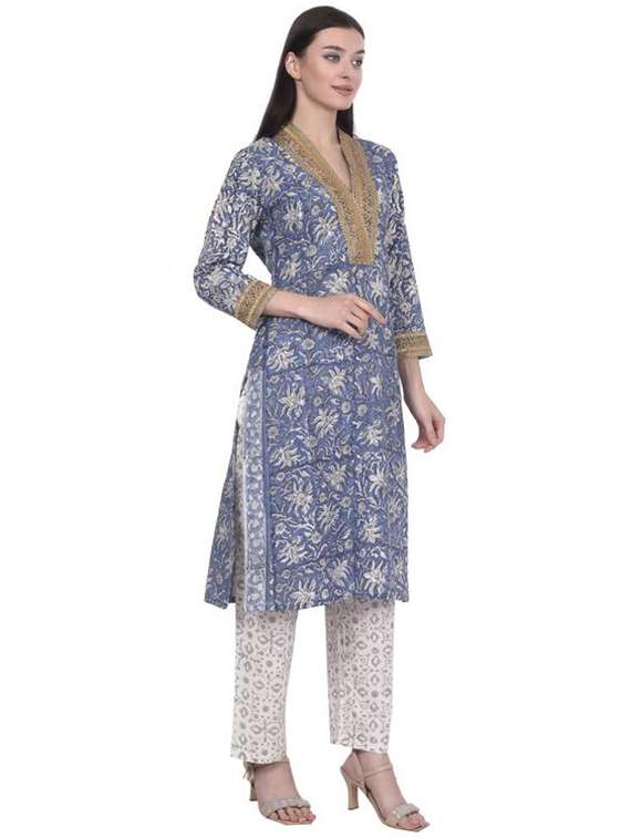 women printed three quarter sleeve straight kurta - 22294888 -  Standard Image - 1