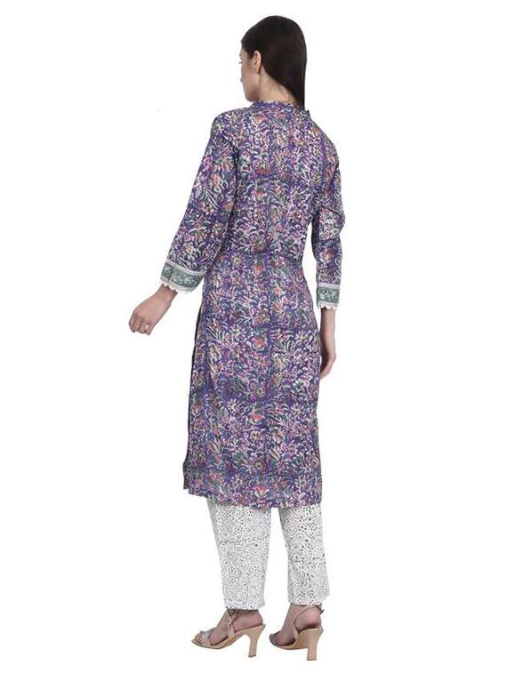 women printed three quarter sleeve straight kurta - 22294890 -  Standard Image - 4