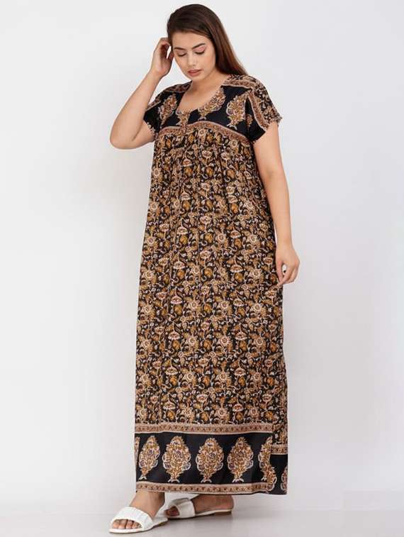 women printed short sleeve nighty - 22294892 -  Standard Image - 1