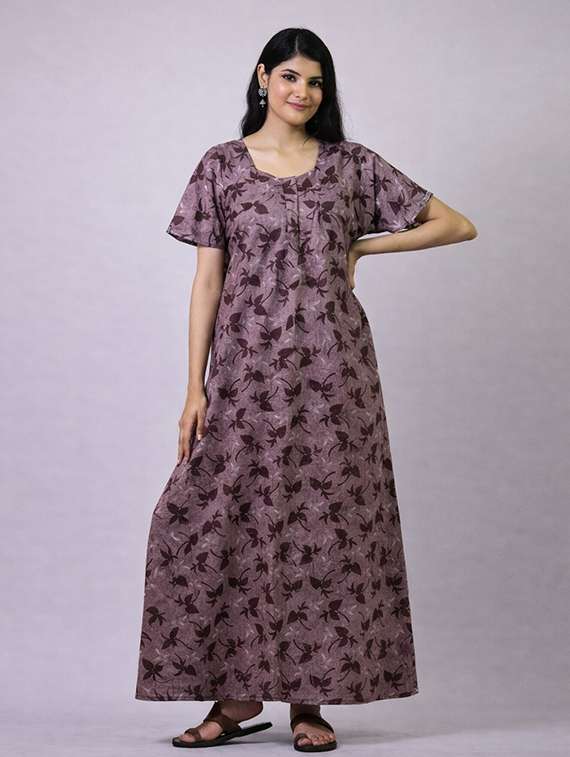 women printed short sleeve nighty - 22294896 -  Standard Image - 1