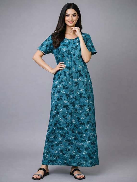 women printed short sleeve nighty - 22294897 -  Standard Image - 1