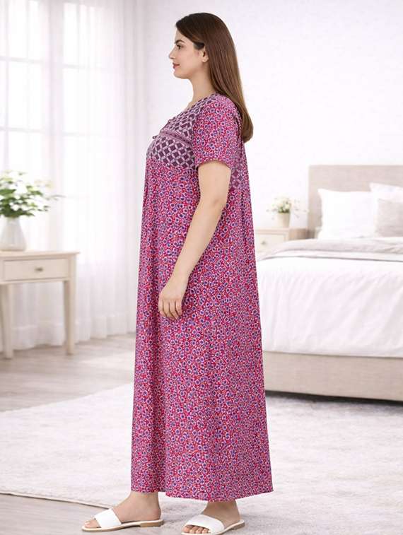 women printed short sleeve nighty - 22294959 -  Standard Image - 1