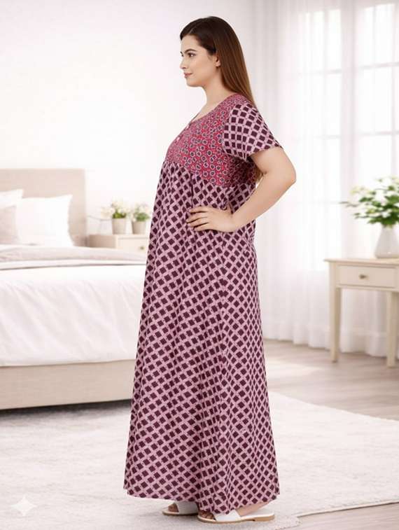 women printed short sleeve nighty - 22294962 -  Standard Image - 1