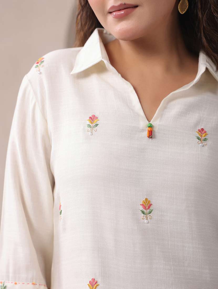 women solid with work three quarter sleeve ethnic co-ord set - 22294979 -  Standard Image - 6