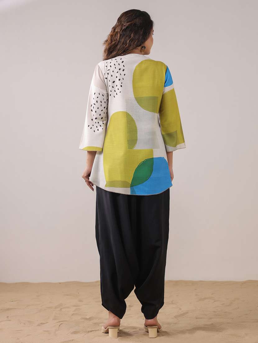 women printed three quarter sleeve ethnic co-ord set - 22294980 -  Standard Image - 4