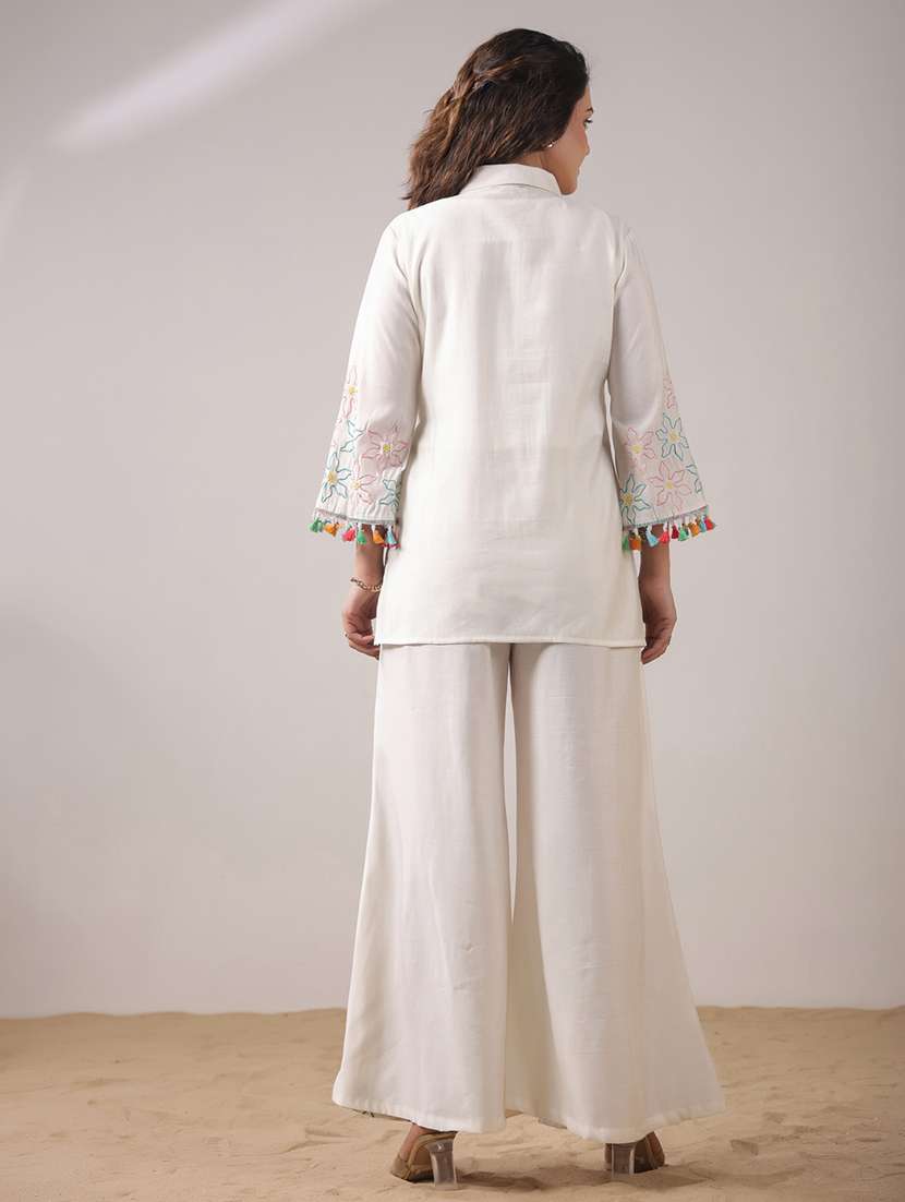women solid with work long sleeve ethnic co-ord set - 22294983 -  Standard Image - 4