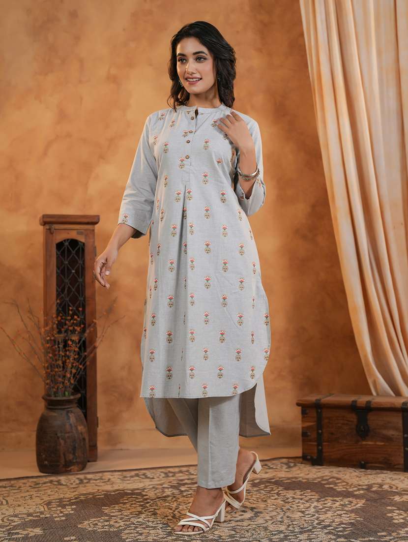 women printed three quarter sleeve kurta pant set - 22294992 -  Standard Image - 1