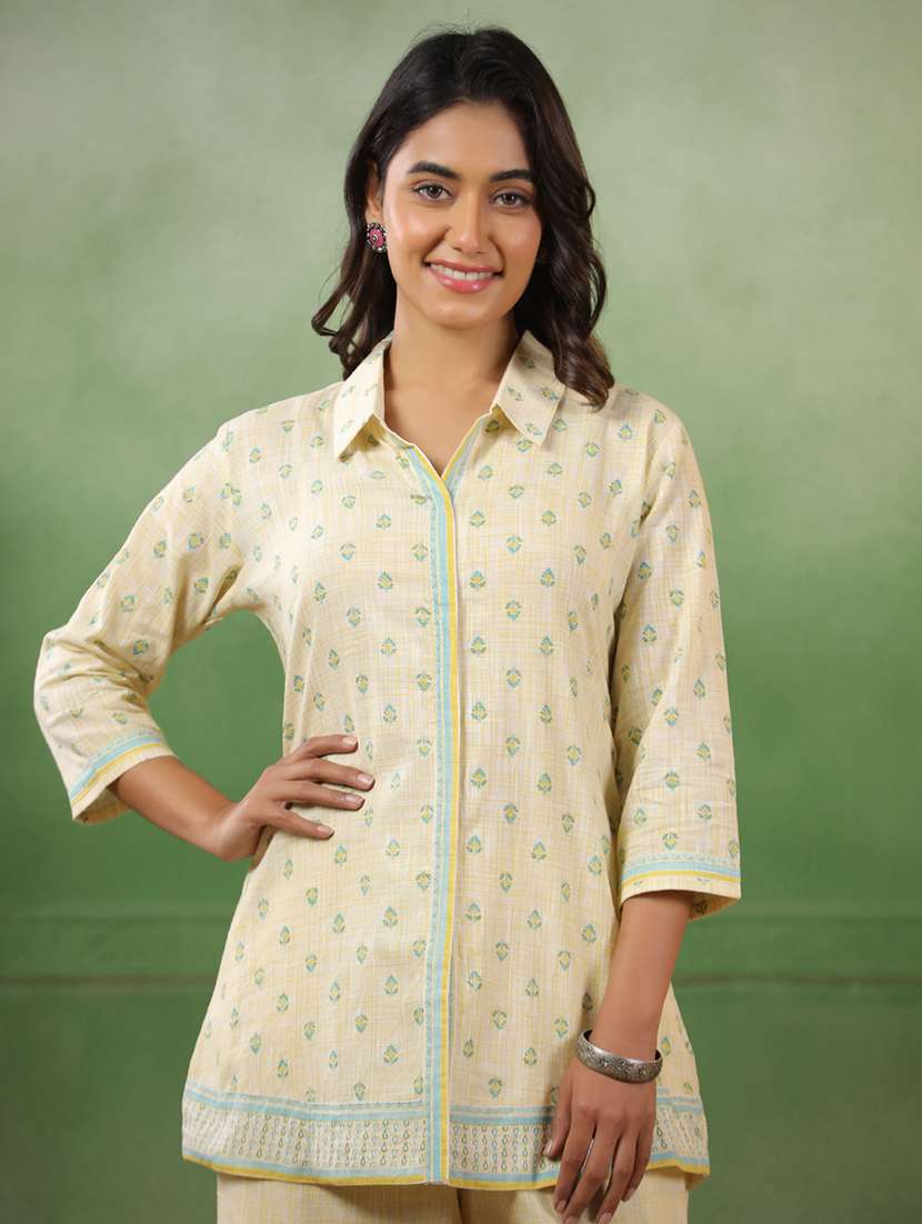 women printed three quarter sleeve ethnic co-ord set - 22294996 -  Standard Image - 1