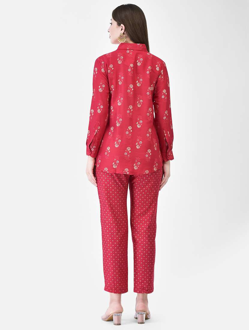 women floral printed long sleeve ethnic co-ord set - 22295000 -  Standard Image - 4