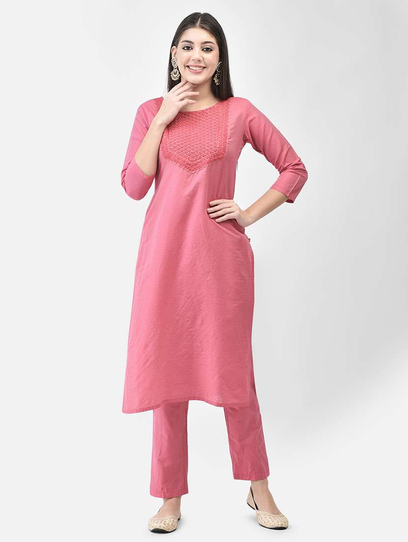 women printed three quarter sleeve kurta pant set - 22295028 -  Standard Image - 1