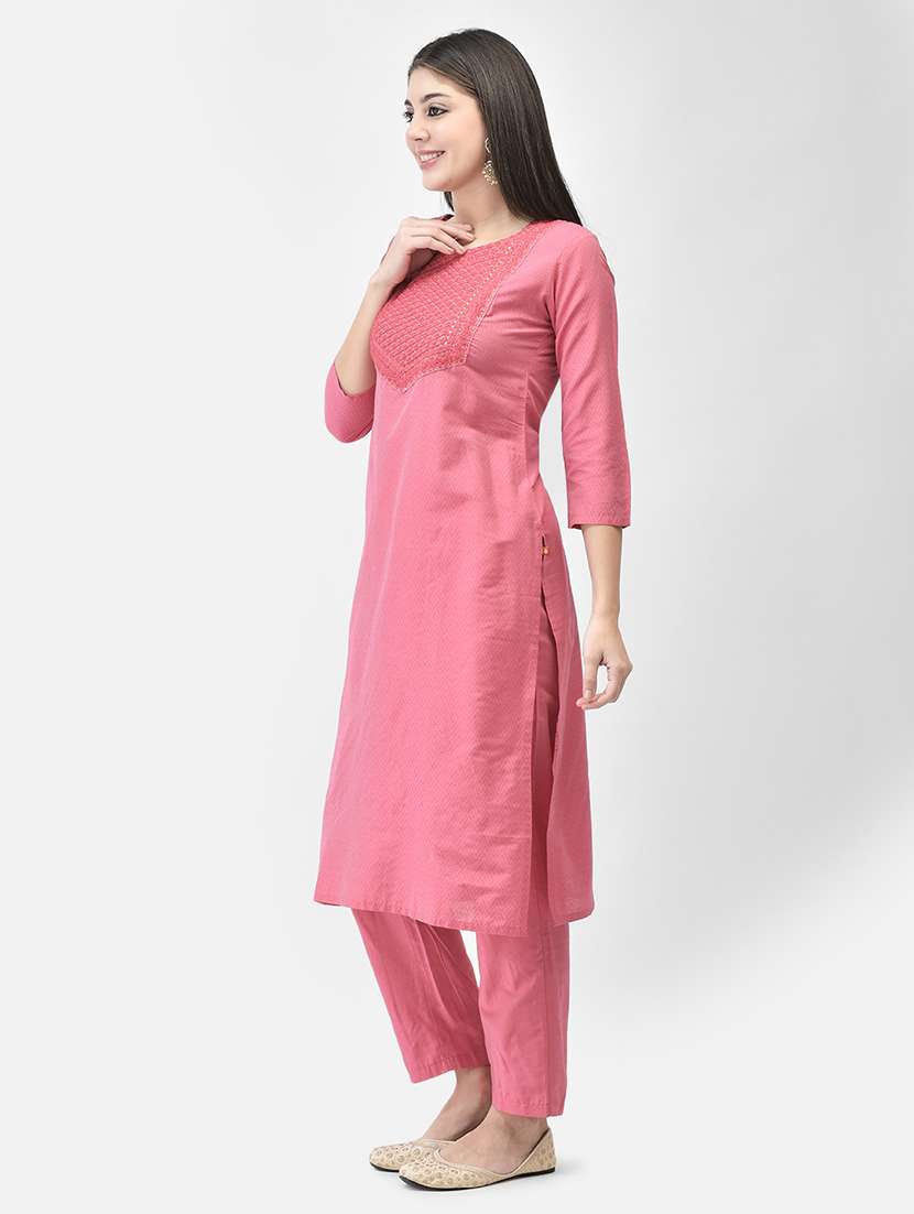 women printed three quarter sleeve kurta pant set - 22295028 -  Standard Image - 4